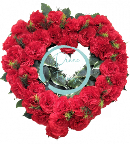 Decorative (sympathy) wreath "Heart -shaped" Artificial Carnations & accessories 45cm