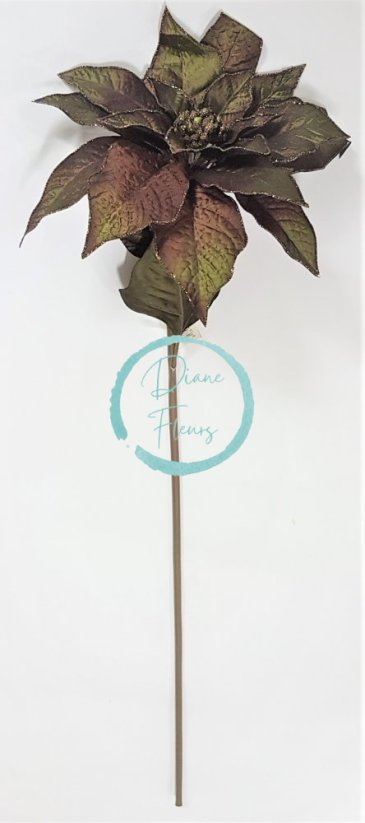 Poinsettia Euphorbia Pulcherrima 80cm hnědozelená umělá