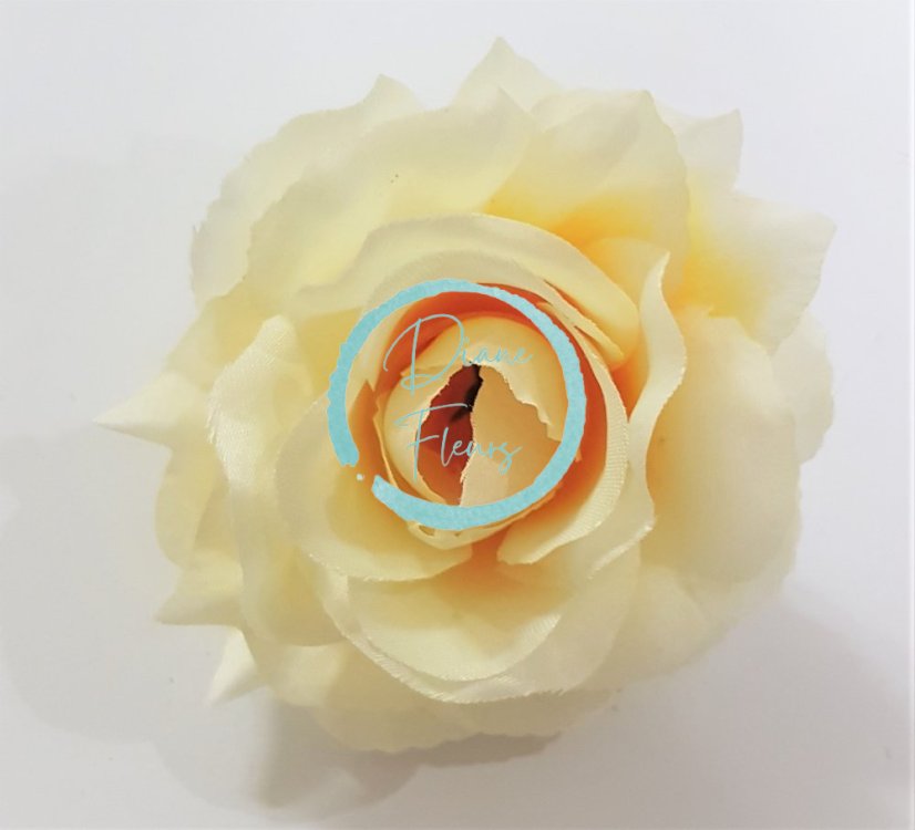 Testa di fiore di rosa artificiale giallo chiaro O 10cm
