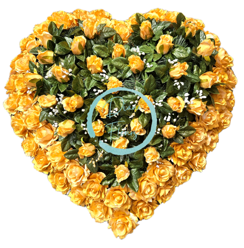 Artificial Wreath Heart Shaped with Roses 80cm x 80cm varnished