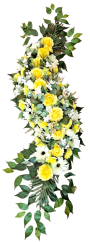 Pogrebni vijenac umjetne ruže, karanfili, clematis i dodaci 150cm x 50cm