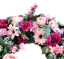 Luxusný smútočný veniec borovicový exclusive pivonky, dálie, clematis, chryzantémy, ruže a doplnky 80cm