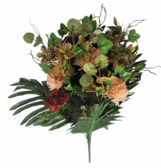 Artificial Chrysanthemums & Roses Bouquet 45cm Burgundy & Pink