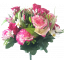 Růže & Alstromerie & Karafiát x18 kytice vínová 50cm umělá