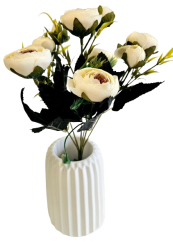 Buchet de Ranunculus x6 28cm crem flori artificiale