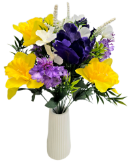 Kytica Narcis, Iris, Orgován 42cm žltá, fialová, krémová umelá