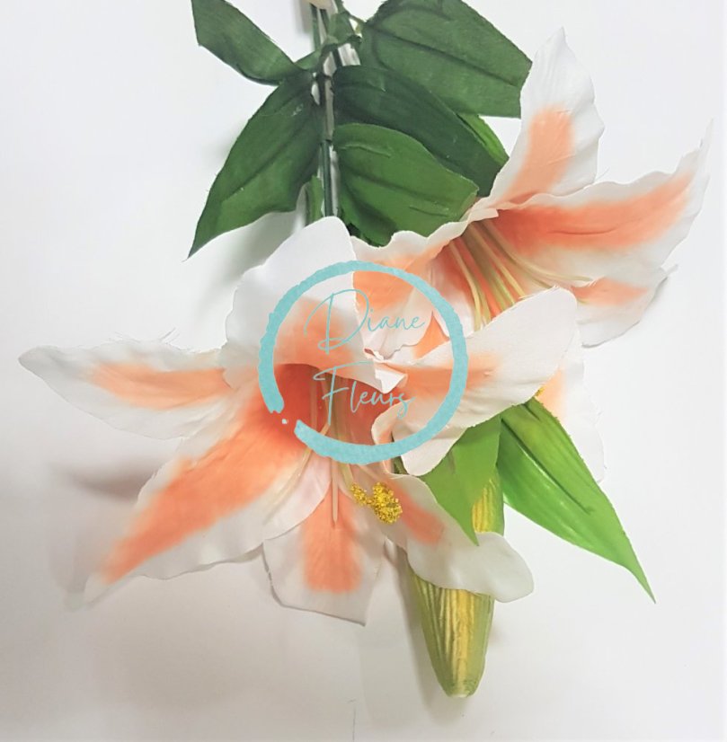Ľalia "2" 75cm Oranžová & Biela umelá