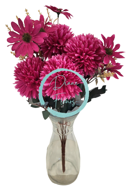 Chryzantéma a Margarétka kytica x10 vínová 48cm umelá