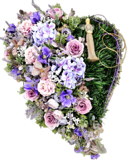 Luxury Artificial Wreath Heart Exclusive Roses, Hydrangeas, Angel and Accessories 75cm x 65cm