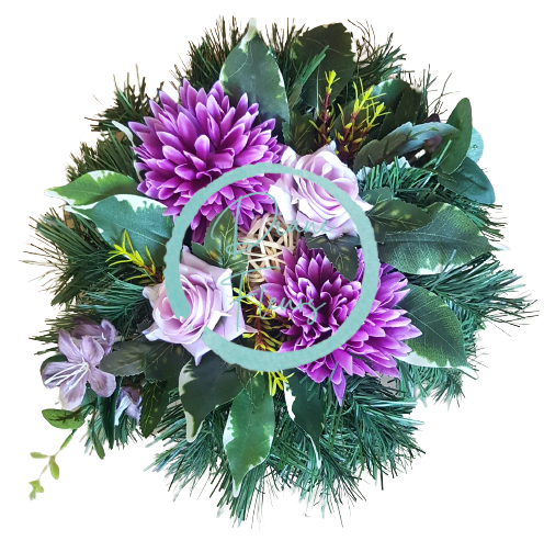 Бетонен букет от изкуствени хризантеми и рози и аксесоари 28 м x 16 см AS221