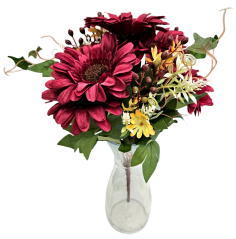 Krásna umelá kytica Gerbera 47cm vínová
