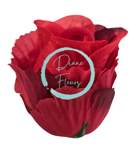 Ruža puk hlava kvetu 6cm x 5cm červená umelá