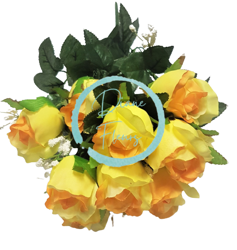 Artificial Roses Flower Yellow "12" 17,7 inches (45cm)