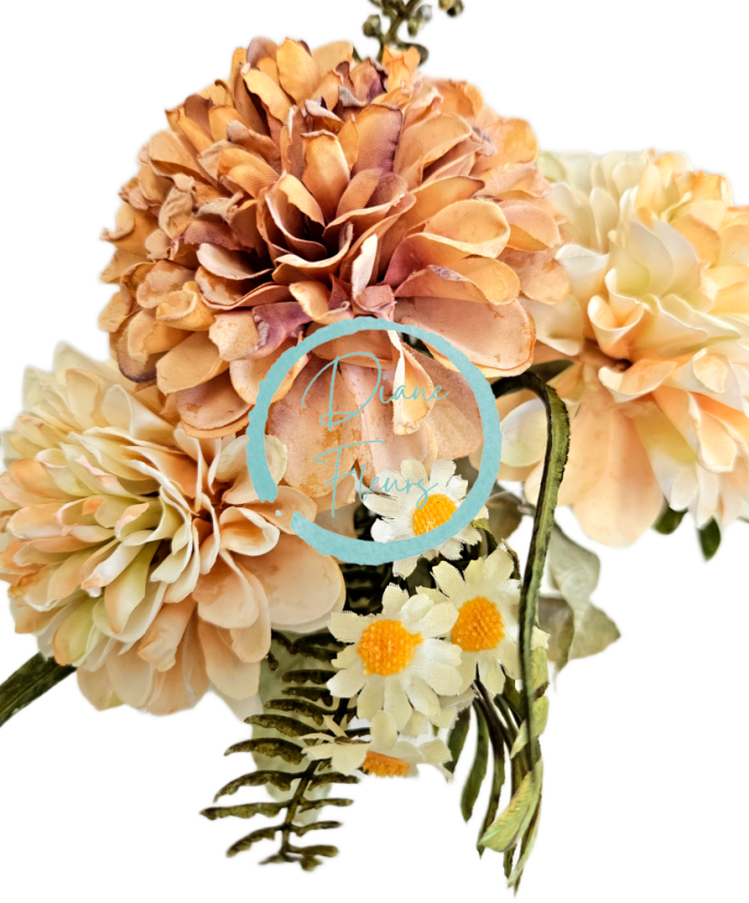 Artificial Dahlias Bouquet x5 30cm Light Brown