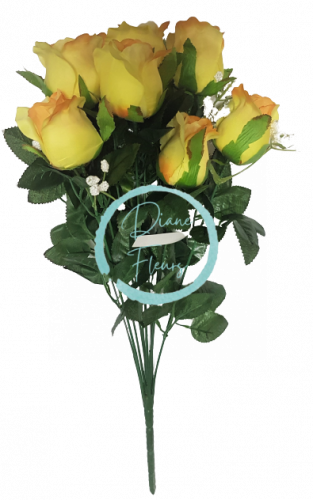 Artificial Roses Flower Yellow "12" 17,7 inches (45cm)