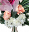 Umělá smuteční kytice do ruky z gladioly, kaly, hortenzie, pivoňky a doplňků 73cm x 35cm