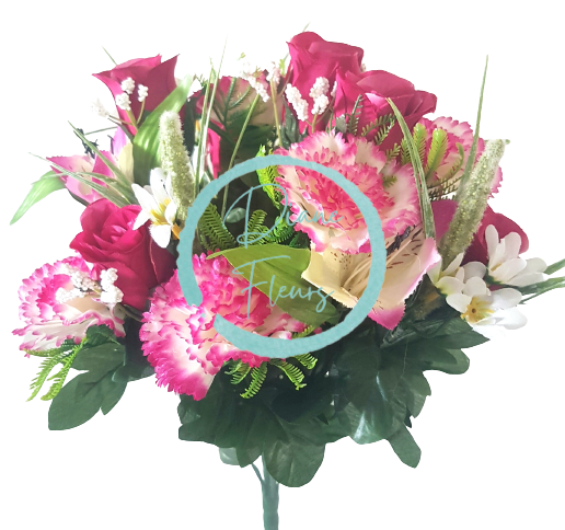 Ruža & Alstromeria & Karafiát x18 kytica vínová 50cm umelá