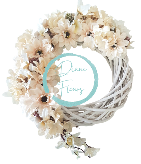 Prútený veniec ozdobený umelými gerberami Ø 30cm