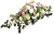 Nagy díszített betontál fenyőből  exclusive baszarozsa, rózsák, szarkalábok delphinium és kiegészítők 135cm x 50cm x 35cm AS1017-BPC