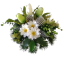 Smútočný aranžmán betonka umelé tulipány, margarétky & doplnky Ø 25cm x 30cm