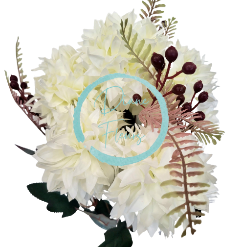 Künstlicher Chrysanthemenstrauß x11 48cm Creme