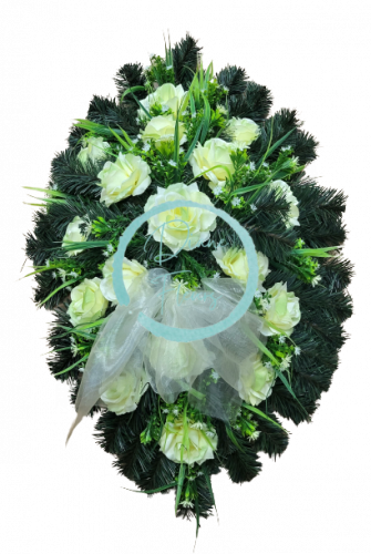 Nagrobni venec oval Roses & dodatki 80cm x 55cm