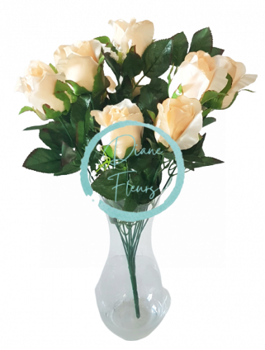 Artificial Roses Flower Beige "12" 17,7 inches (45cm)