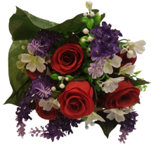 Artificial Roses and Lavenders Bouquet x13 34cm Red & White