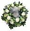 Coroana funerara „inel” din trandafiri artificiali și accesorii Ø 55cm