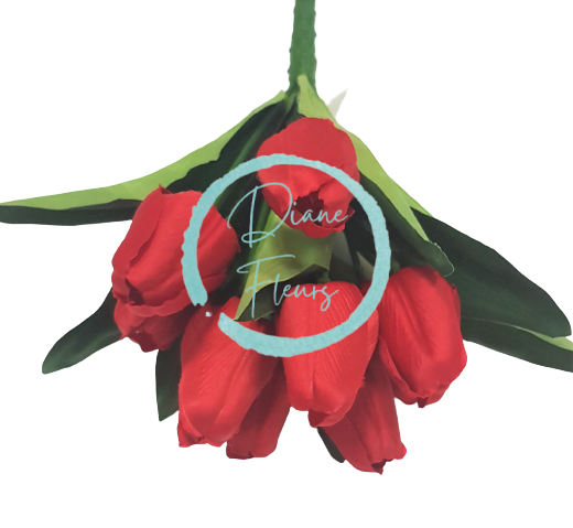 Buchet de lalele x9 rosu 33cm flori artificiale