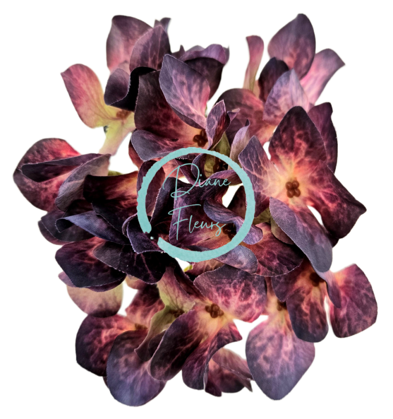 Изкуствена глава на хортензия 12 см тъмно лилав