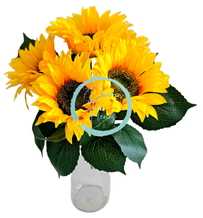 Buchet artificial de floarea-soarelui x5 41cm galben