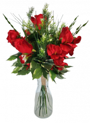 Csokor Exclusive rózsák, kardvirágok, kiegészítők 53cm művirág