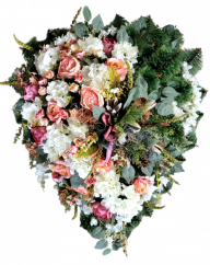 Luxusný smútočný veniec borovicový exclusive peonie pivonky, hortenzie, ruže a doplnky 100cm x 80cm