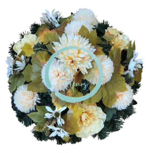 Artificial Wreath Ring Shaped with Chrysanthemums, Dahlias and Accessories Ø 40cm