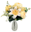 Umjetni buket božuri, ljiljani, hortenzije i dodaci 46cm žuta, kremasta