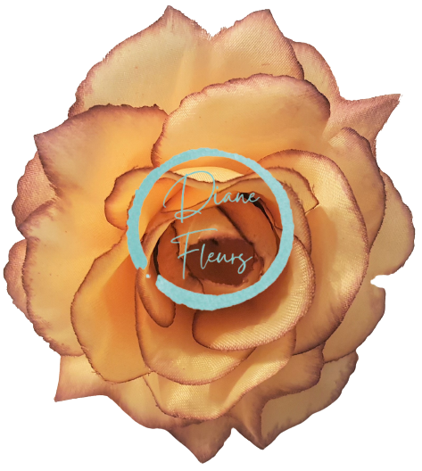 Artificial Rose Head O 3,9 inches (10cm) Peach/Burgundy