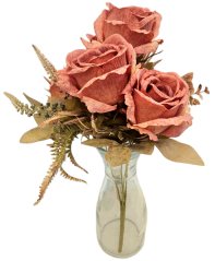 Artificial Roses and Accessories Bouquet 46cm Brown