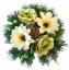 Trauergesteck aus künstliche Rosen, Clematis und Zubehör Ø 28cm x 15cm