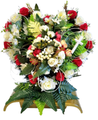 Coroană pe un suport "Inima" de flori artificiale Trandafiri & Bujori & accesorii 45cm x 40cm