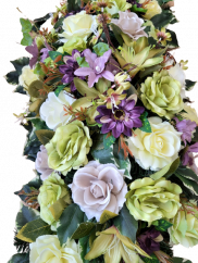 Pogrebni vijenac od umjetnih ruža, gerbera, gladiola i dodaci 150cm x 50cm
