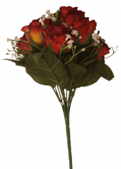 Ruže kytica červená "9" 25cm umelá