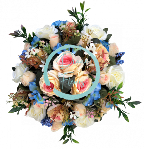 Künstliche Trauerkranz Rosen, Hortensien und Zubehör Ø 45cm