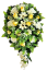 Coroana funerara „Lacrimă” din Clematis, Trandafiri, Rumohra si accesorii 95cm x 55cm