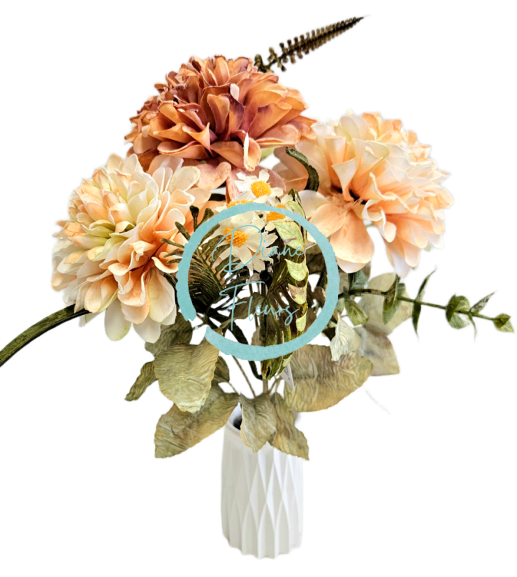 Artificial Dahlias Bouquet x5 30cm Light Brown