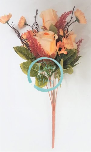 Buket ruža i tratinčica 45cm narančaste umjetne boje