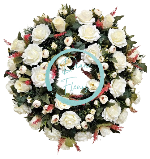 Luxury Artificial Pine Wreath Exclusive Roses, Ranunculus and Accessories 65cm