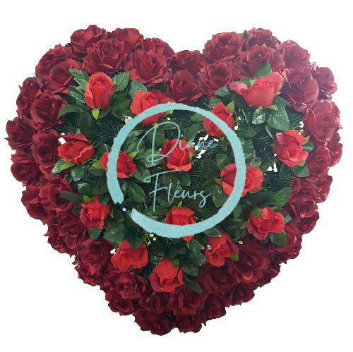 Pogrebni vijenac "Srce" od ruža 65cm x 65cm crveno umjetno