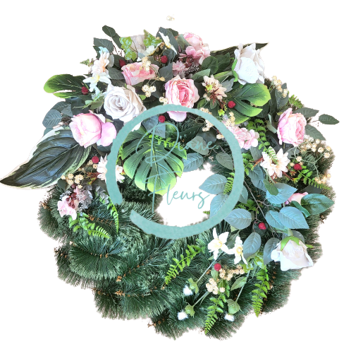 Luxury Artificial Pine Wreath Exclusive Roses, Peonies, Hydrangeas, Gerberas and Accessories 70cm x 80cm