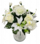 Buket ruža, karanfil, ljiljan i orhideja x13 33cm kremasta umjetni